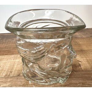 Avon Clear Glass Toby Mug Face Design Vase No Chips